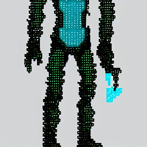 Prompt: cyberpunk character, pixel art, full body