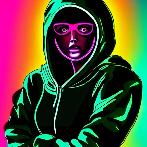 Image similar to bulma in hoodie, portrait, vaporwave, synthwave, neon, vector graphics, cinematic, volumetric lighting, f 8 aperture, cinematic eastman 5 3 8 4 film