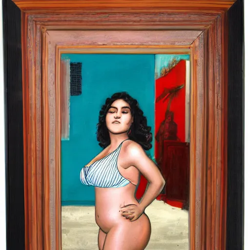 Prompt: by Bill Plimpton, mexican girl with big hips