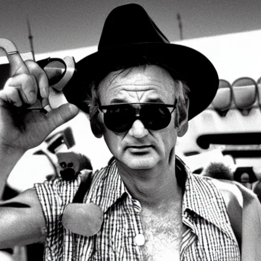 Image similar to bill murray in fear and loathing in las vegas, movie still, promotional shot