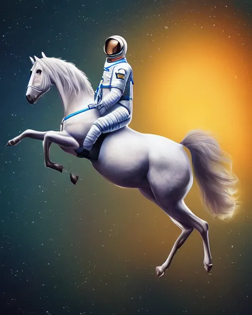 Image similar to horse sitting on top of on top of astronaut, artstation