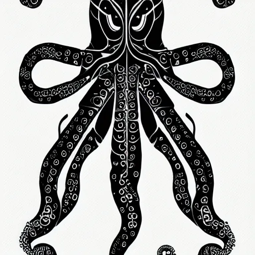 Prompt: cyborg octopus, digital art, geometric, vector art