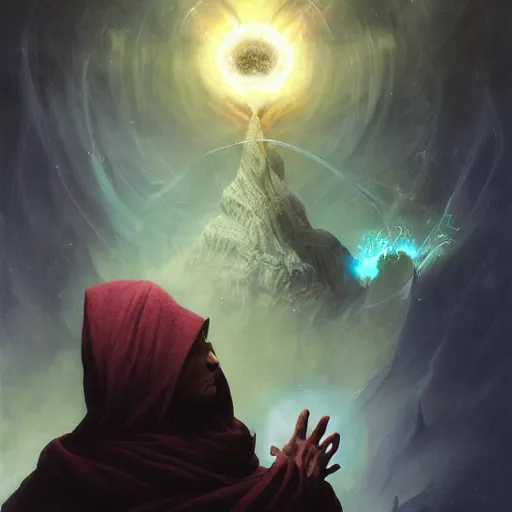 Image similar to the creator of worlds wearing a cloak and holding a holographic planet projection in his hand, detailed, sci - fi, digital painting, artstation, sharp focus, illustration, ominous, artgerm, tomasz alen kopera, peter mohrbacher, donato giancola, joseph christian leyendecker, wlop, frank frazetta