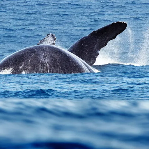 Image similar to photo of an ocean scene with whales swimming by