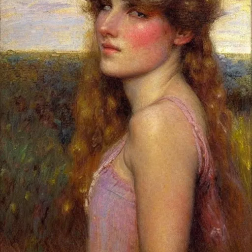 Prompt: a young person, half male and half female, gaston bussiere