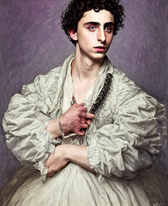 Image similar to portrait of timothee chalamet as her majesty the queen of england, art by! dream portrait of idris elba as a kansas farmer, art by william hogarth and tom bagshaw and alfred sisley, hyperrealism