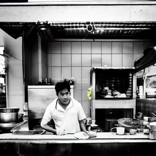 Image similar to a photograph of pikachu, with a towel over his neck, flipping roti prata at a hawker stall in singapore, nikkor 3 5 mm f / 4. 5, press photography - c 5 0