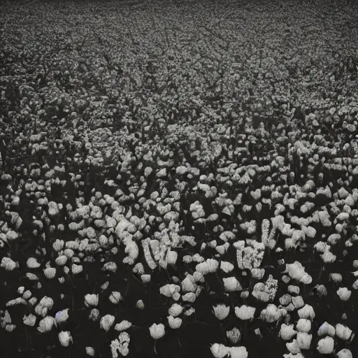 Image similar to a thousand of hands touching flowers, by benjamin bjorklund. Dark and atmospheric