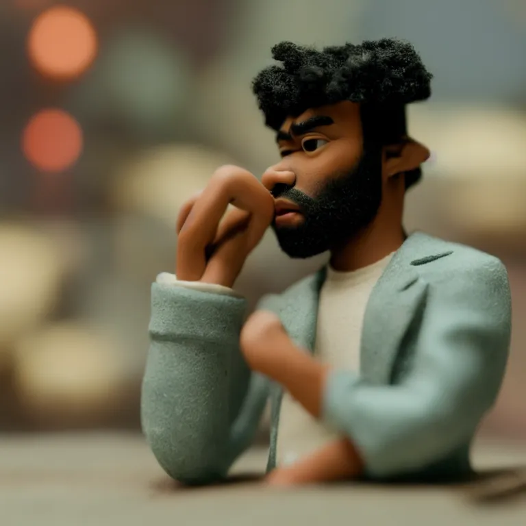 Prompt: a cinematic film still of a claymation stop motion film starring childish gambino, shallow depth of field, 8 0 mm, f 1. 8