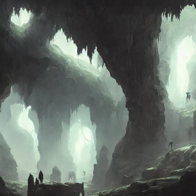 Prompt: a painting of a dark magic cave by greg rutkowski, dark fantasy art, high detail, trending on artstation