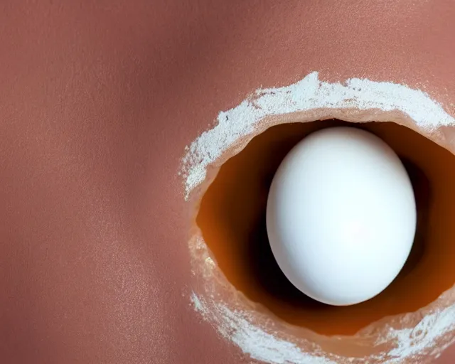 Prompt: egg with a leaky nose. yolk is coming out of the egg's nose.