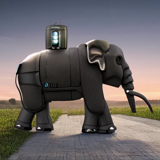 Prompt: a robotic android elephant, photorealistic