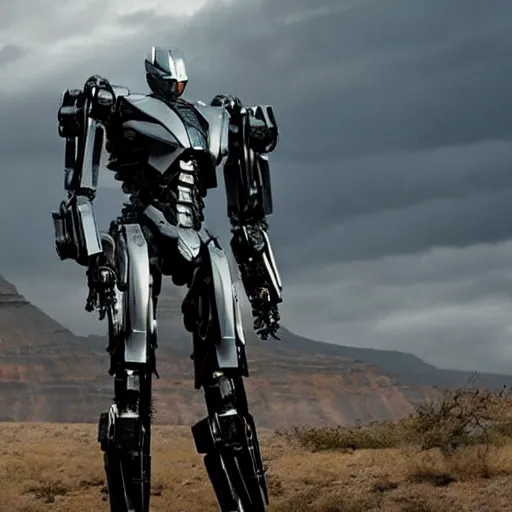 Prompt: cinematic still in westworld and pacific rim movie and real steel movie, one slim full body stunning intricate humanoid mega mech by fujioka kenki and by mamoru nagano