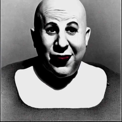 Image similar to schlitzie from the 1 9 3 2 black and white movie, freaks