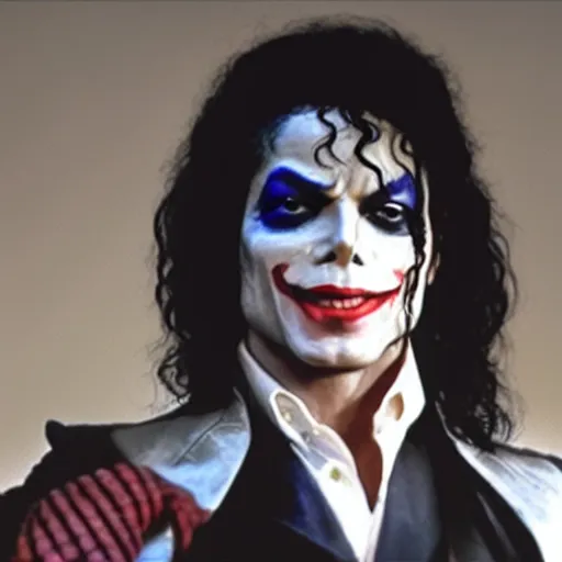 Image similar to awe inspiring Michael Jackson playing The Joker 8k hdr movie still dynamic lighting