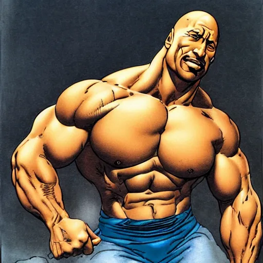 Image similar to Dwayne Johnson by Milo Manara