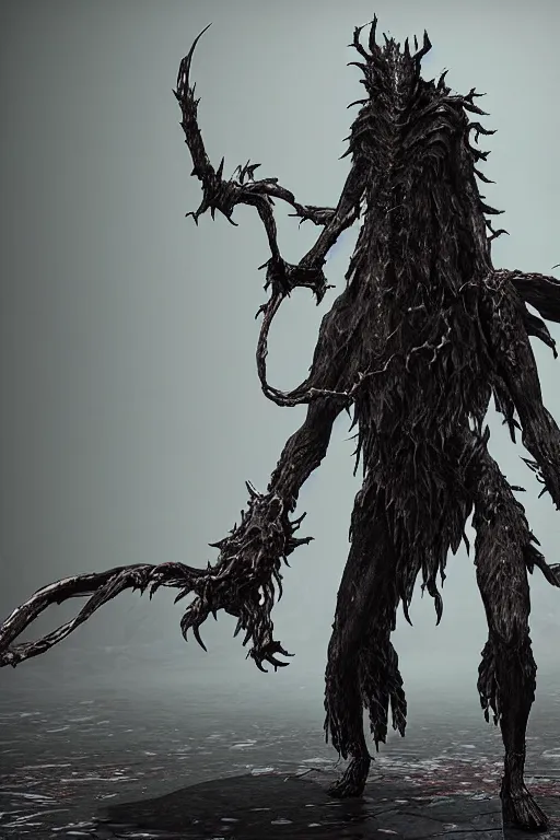 Prompt: a 3 d model of a cleric beast ( bloodborne ) found in the game files of death stranding