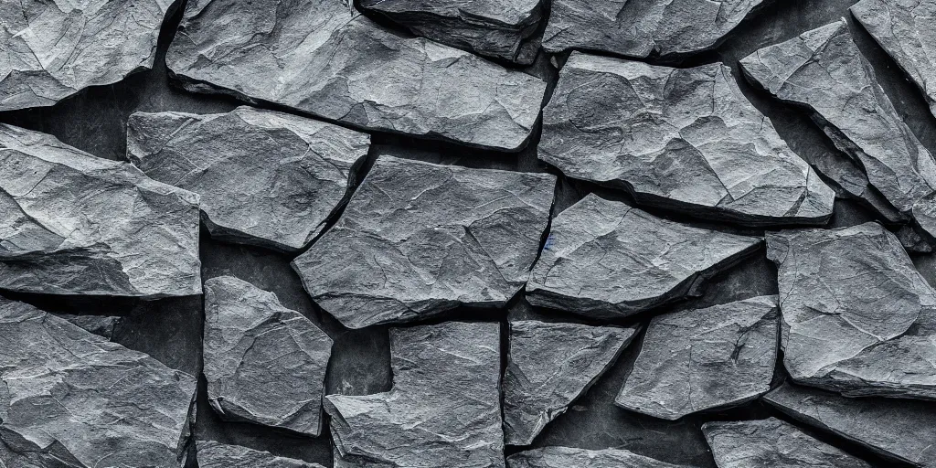 Prompt: a block of slate, layered, jagged, backlit, photo, realistic, 8k