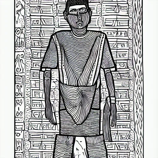 Image similar to children's coloring book page of a 30 year old man in ancient Canaanite clothing, simple line art