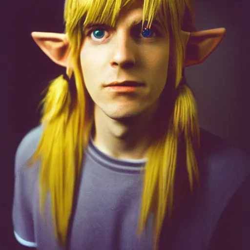 Prompt: portrait of the link from zelda shot on hasselblad camera with kodak ektachrome film in studio