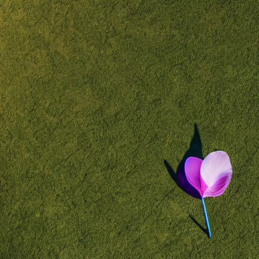 Image similar to closeup photo of 1 lone purple petal flying above a children in playground, aerial view, shallow depth of field, cinematic, 8 0 mm, f 1. 8 - c 1 1. 0