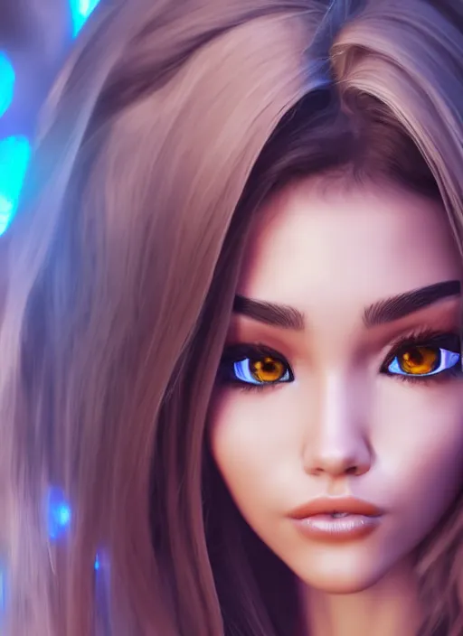 Image similar to Madison Beer as a video game character, digital art, unreal engine, unreal engine render, blender render, render, 4k, coherent