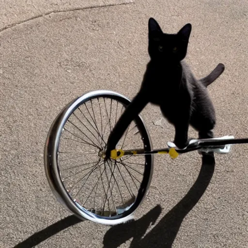 Prompt: photo of a cat riding a unicycle