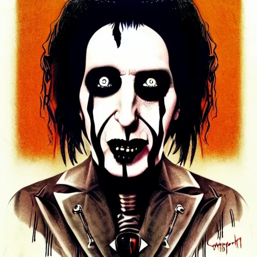 Prompt: graphic illustration, creative design, alice cooper as marilyn manson, biopunk, francis bacon, highly detailed, hunter s thompson, concept art