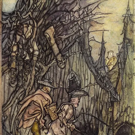 Prompt: painting in style of Arthur Rackham