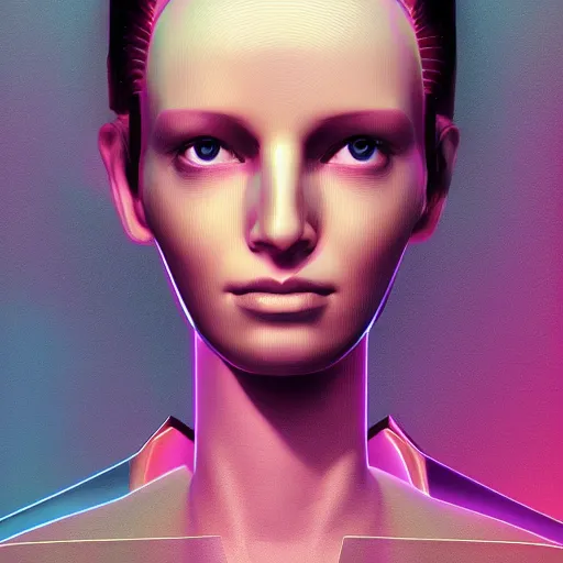 Image similar to a portrait of a female android by beeple