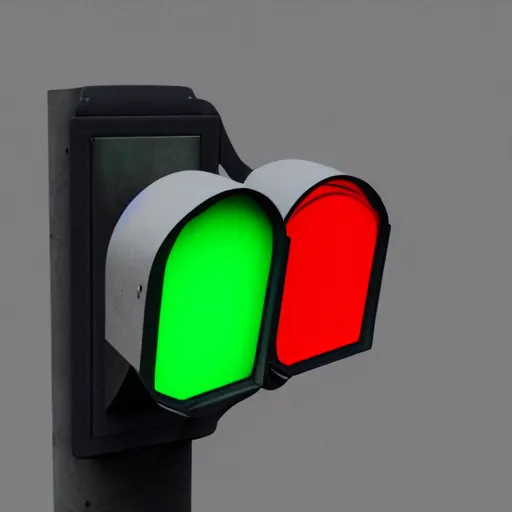 Image similar to a close up of a traffic light on a gray background, a computer rendering by senior environment artist, featured on polycount, cubo - futurism, 8 k 3 d, hard surface modeling, sketchfab