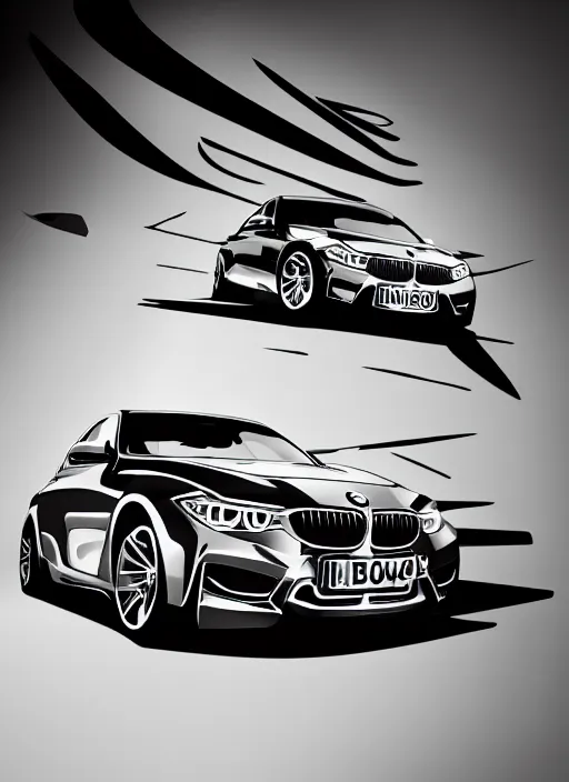 Image similar to abstract advertising illustration for bmw