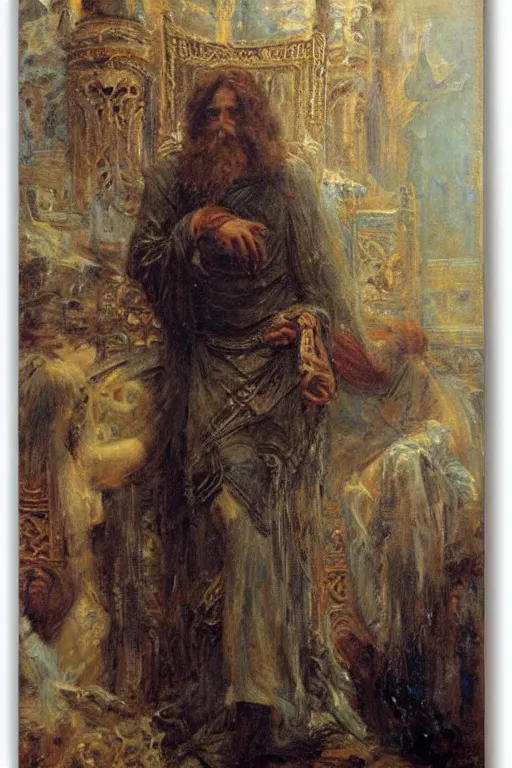 Image similar to portrait of ozymandius. art by gaston bussiere.