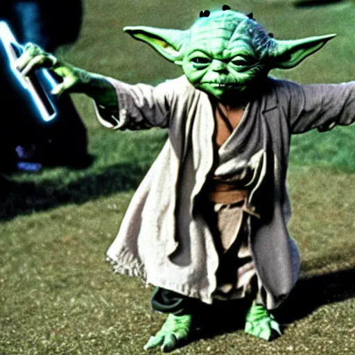 Image similar to yoda performing at woodstock