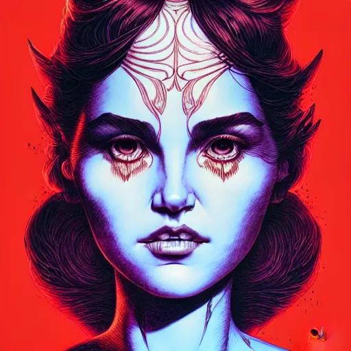 Image similar to portrait soft light, by killian eng and joe fenton and conrad roset, inspired by john carter of mars, red and cyan only, etching, fine, sharp high detail,