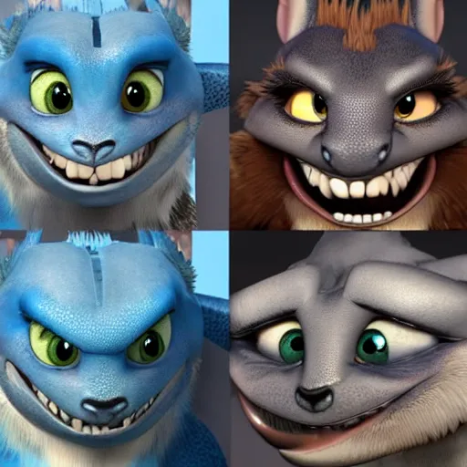 Prompt: close up headshot extremely detailed Concept, 3d render sheet Dragon concept artwork character design by Disney Pixar, in the style of ‘how to train your dragon’, ‘luca’, ‘zootopia’, ‘raya and the last dragon’ etc, high detail, detailed feathers, textures, scales and fur, 3d render, beautiful cinematic, villain character iconic design