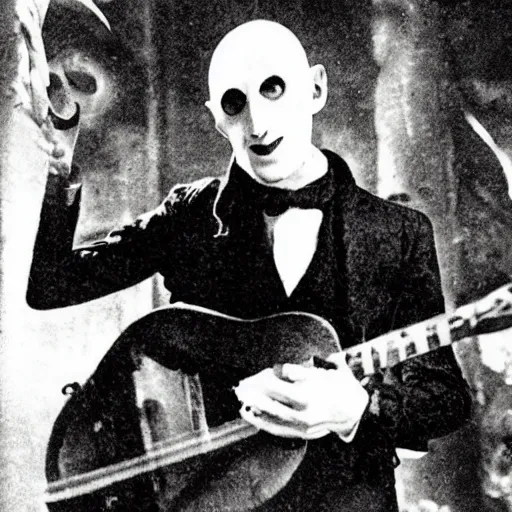 Prompt: count orlok playing delta blues, anime