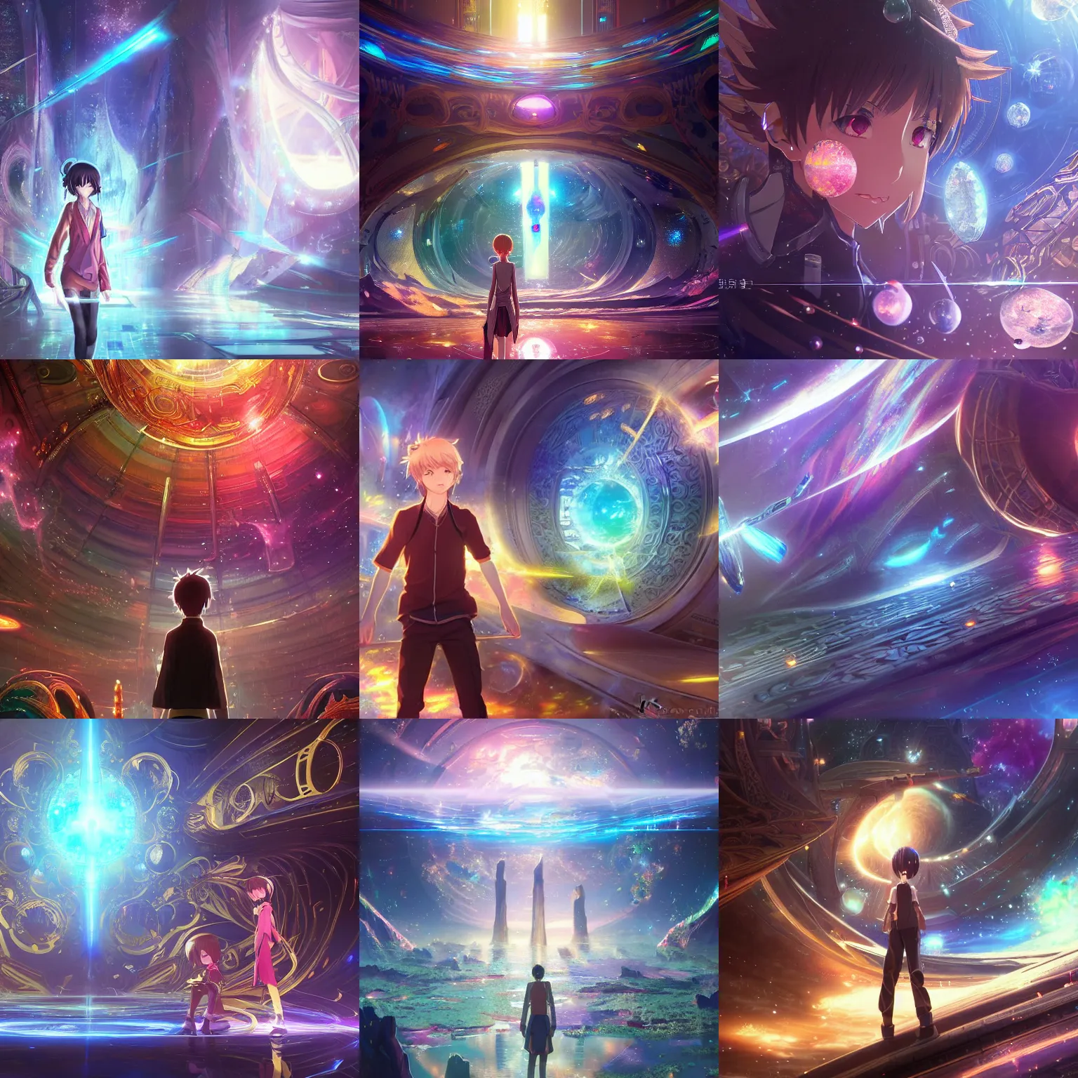 Prompt: 2. 5 d cgi anime fantasy artwork of an intricate technological artifact treasure from another galaxy with high quality glistening beautiful colors, rich moody atmosphere, reflections, specular highlights, omnipotent, realistic detailed background iridescent cosmic gems, ornate, colourful 3 d crystals and gems, makoto shinkai and greg rutkowski