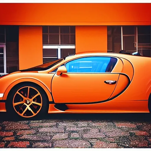 Prompt: “pixel art burnt orange color Bugatti with turquoise wheels”