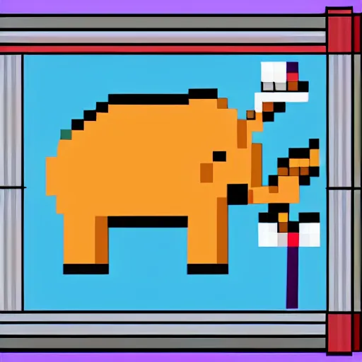Prompt: a pixel art of a elephant playing drums