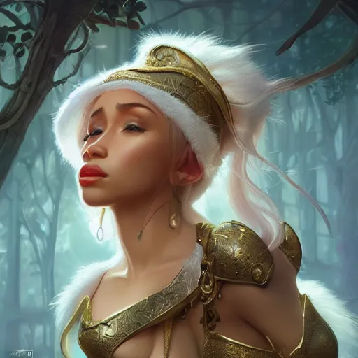 Prompt: ultra realistic illustration, doja cat as an elf, d & d, league of legends, intricate, elegant, highly detailed, digital painting, artstation, concept art, smooth, sharp focus, illustration, art by artgerm and greg rutkowski and alphonse mucha