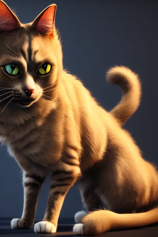 Image similar to epic painting of a cat mixed with a dog, very detailed, ultrarealistic, dramatic lighting, electrical details, high details, 4k, 8k, trending on artstation, unreal engine 5, fur, groom, k9 catdog
