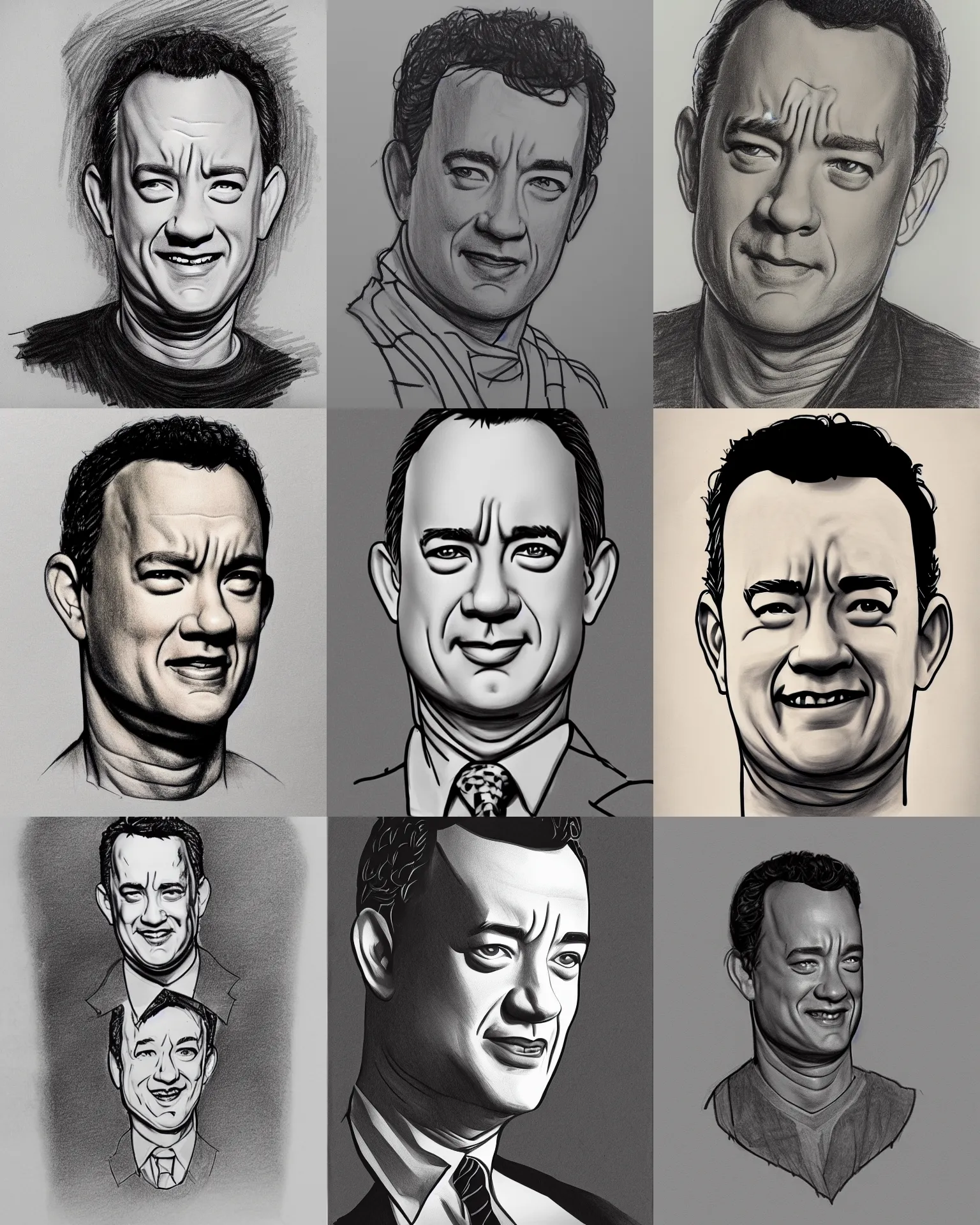 Prompt: linework drawing of tom hanks, by michelangelo