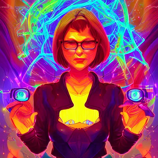 Image similar to skill magic geek inside matrix deepdream radiating a glowing aura stuff loot legends stylized digital illustration video game icon artstation lois van baarle, ilya kuvshinov, rossdraws,