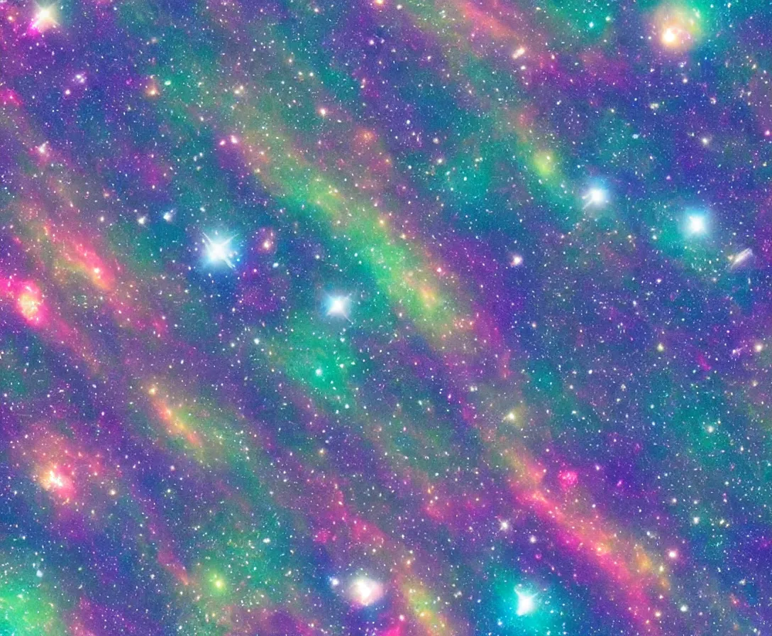 Prompt: whales swimming in space, colorful galaxy