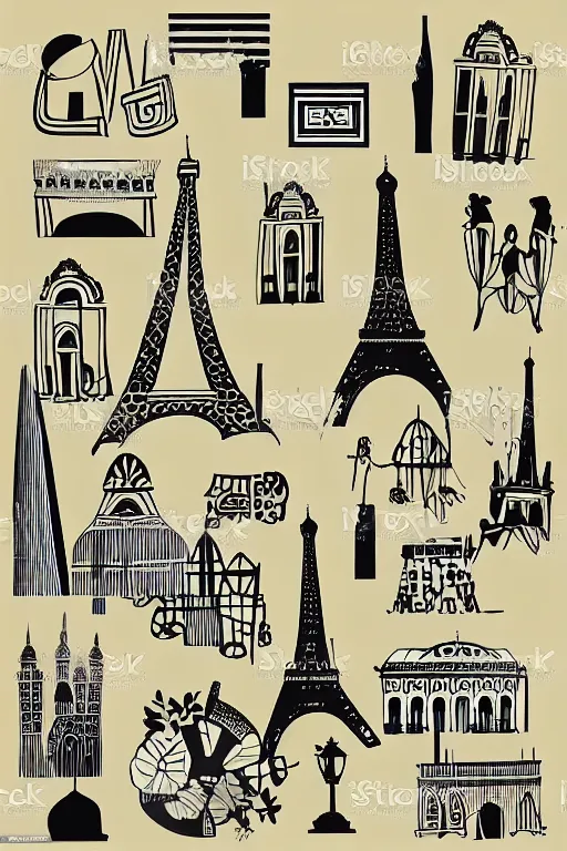 Prompt: minimalist boho style art of paris, illustration, vector art