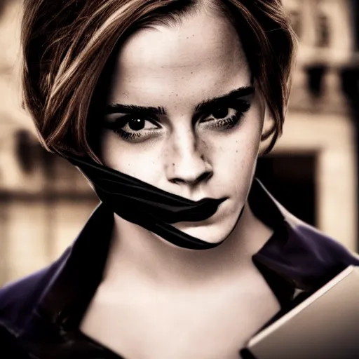 Image similar to Emma Watson as Catwoman, XF IQ4, f/1.4, ISO 200, 1/160s, natural light, Adobe Lightroom, DxO Photolab, polarizing filter, Sense of Depth, AI enhanced, AI rendered, HDR