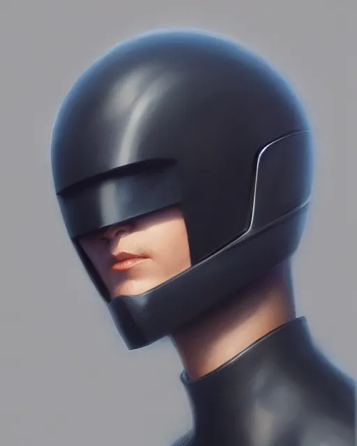 Prompt: smooth sleek black featureless helmet, by greg rutkowski, mark brookes, jim burns, tom bagshaw, magali villeneuve, trending on artstation