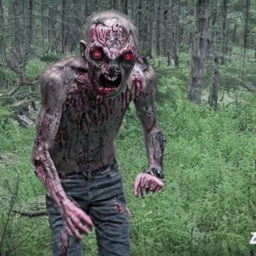 Image similar to The demons have come out to play on august 12th of 2022. they are here they are here they are zombies they are demons indescribable eating flesh skinwalkers. trailcam in 4k.