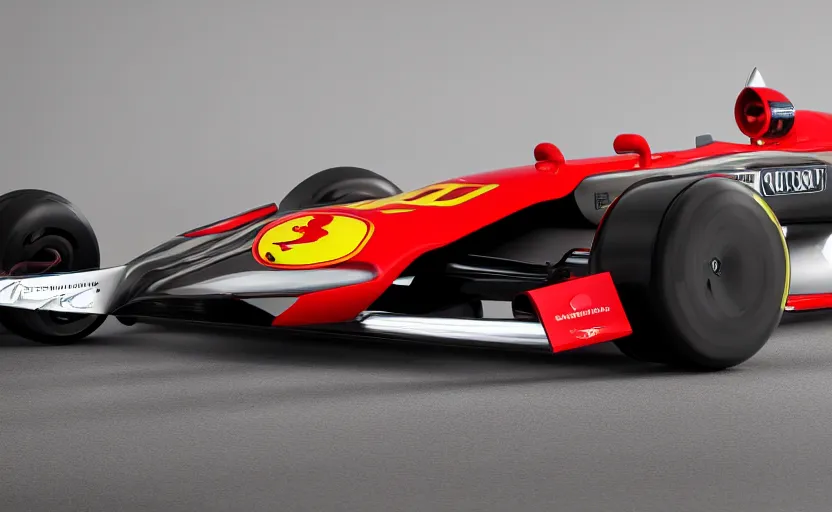 Prompt: still of a retro futuristic ferrari formula 1 car inspired by f 1 2 0 2 1 concept, studio lighting,